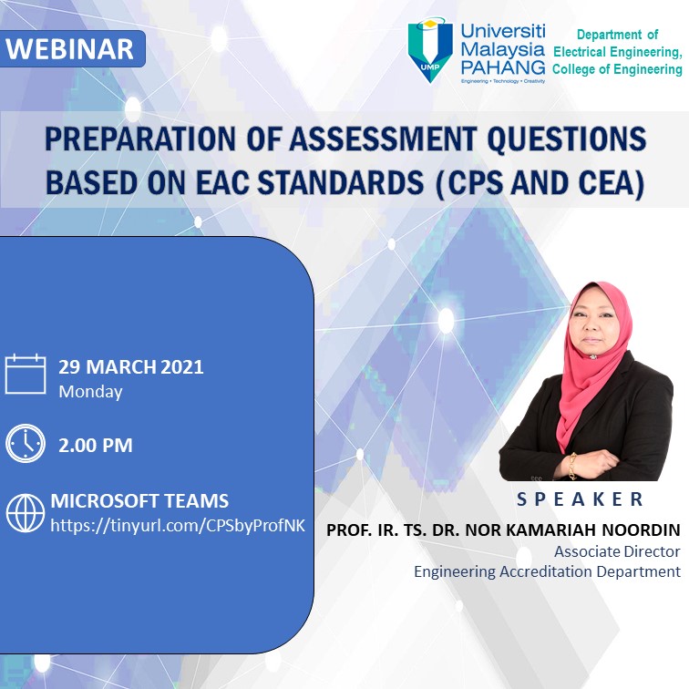 Preparation of Assessment Questions Based on EAC Standards 2020 by Prof. Ir. Ts. Nor Kamariah Noordin